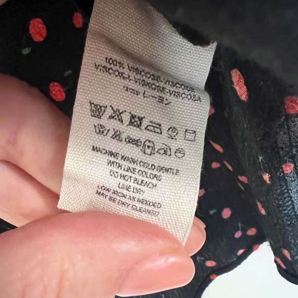 Free People Cherry Print Long Sleeve Ruched Front Top- Medium - Picture 5 of 5